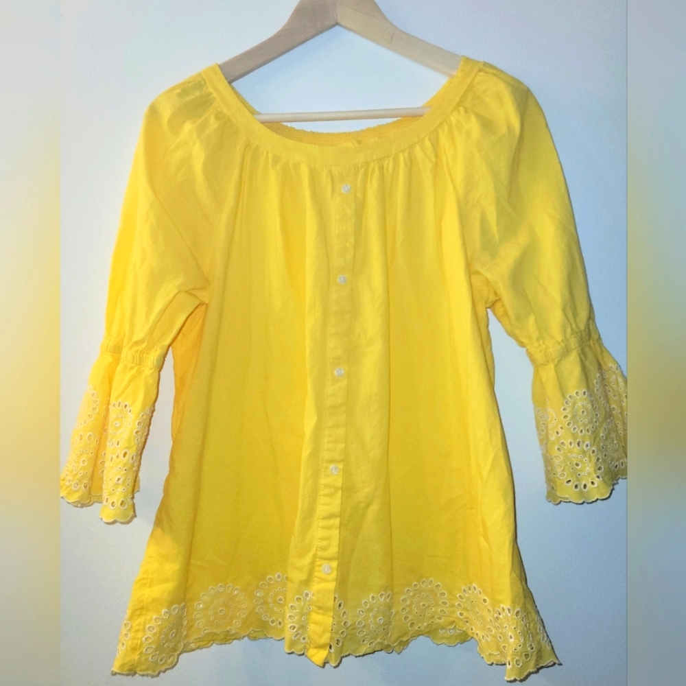 Yellow Westbound Peasant Top, Size XL